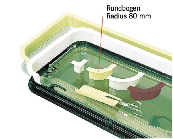 Ochranný vnitřní rám okna roh radius 80 mm světle šedá