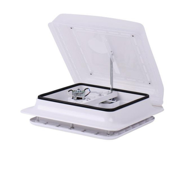 Odsavač střešní Carbest PowerVent 28 × 28 cm s 12V ventilátorem, bílý neprůhledný