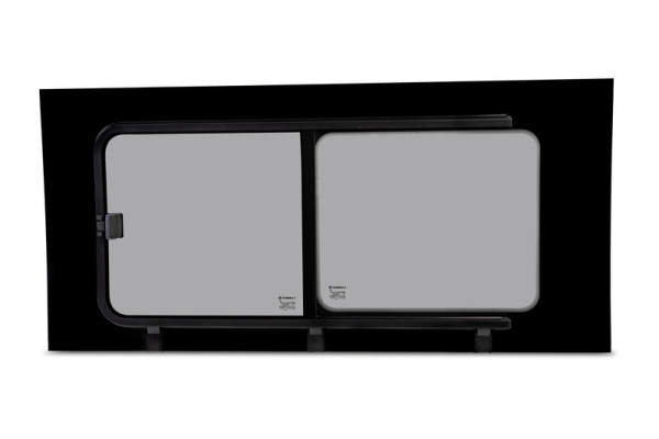 Boční posuvné okno CARBEST, model pro Fiat Ducato a jiné dodávky), 1360 × 585 mm, oprostřed vpravo, tónované