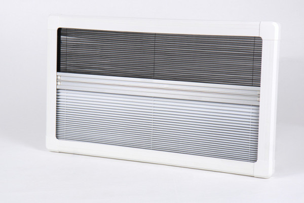 Roleta zatemňovací s moskytiérou pro Carbest RW Compact 500 × 350 mm bílá, vnitřní kazetový rám se zatemněním a ochranou proti hmyzu pro okna obytných vestaveb a karavanů