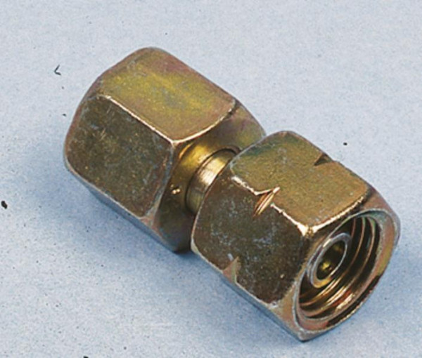Adaptér 1/4" levý závit na hrdlo 8mm s maticí na obou stranách