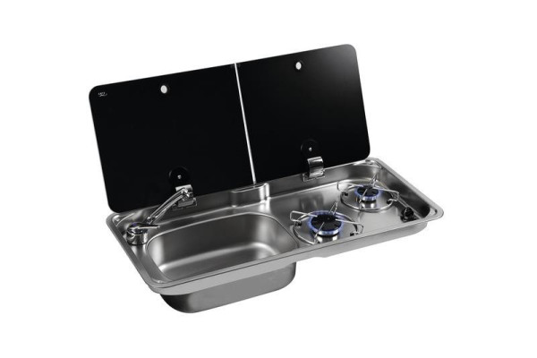 Kombinace dřezu a dvouvařiče CAN, 765 x 355 mm, dřez vlevo, 30 mbar