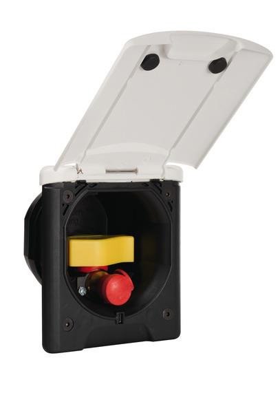 Zásuvka plynová vnější s magnetickým uzávěrem (130 × 145 mm), bílá