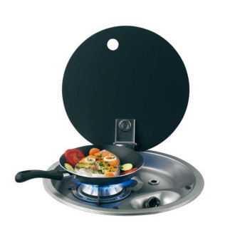Vařič plynový vestavný nerezový s 1 hořákem a skleněným krytem (340 mm, 30 mbar, 2 kW)