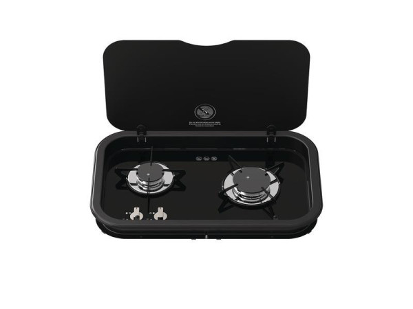 Vestavný dvouplotýnkový plynový vařič s podélným skleněným krytem Serie 165