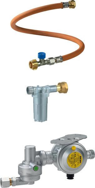 Regulátor tlaku plynu GOK Caramatic DriveOne Set (30 mbar, 1,5 kg/h, se senzorickým nárazovým spínačem Crash Sensor)