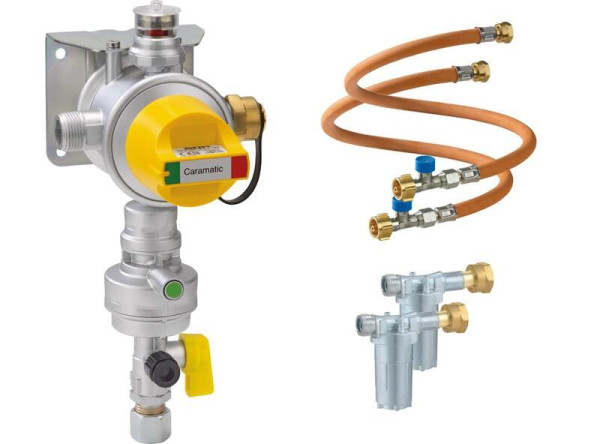 Caramatic DriveTwo Set 30 mbar – plynový regulátor s přepínáním pro dva válce (vertikální instalace)