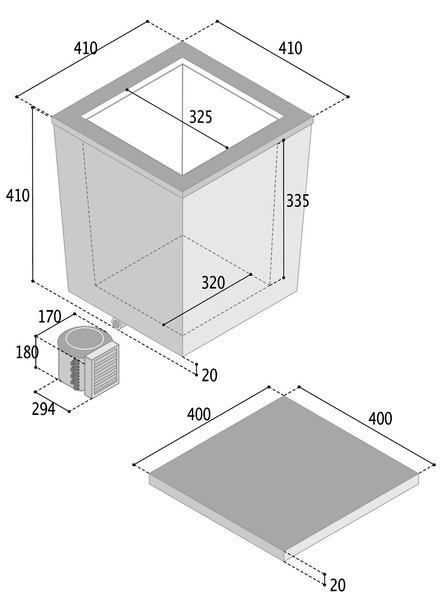 Box chladicí kompresorový vestavný TL37L s externím kompresorem (objem 37 l, horní plnění, 12/24V, tvar kostky)