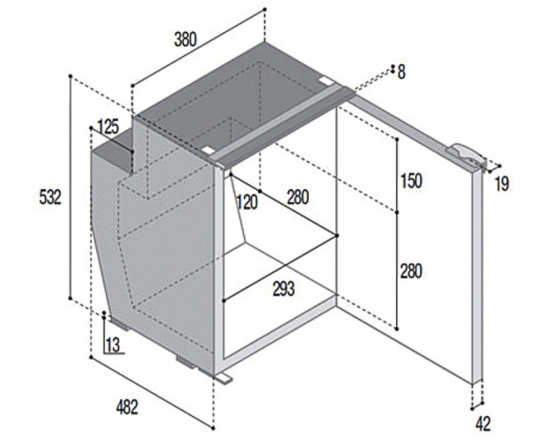 Vestavná kompresorová chladnička Vitrifrigo C51i 51 l 12/24V (černá, s mrazicím boxem a systémem Airlock)