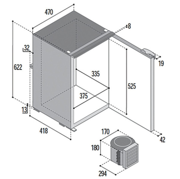 Kompresorová chladnička Vitrifrigo C75L 75 l (12/24V, externí přemístitelný kompresor, černá)