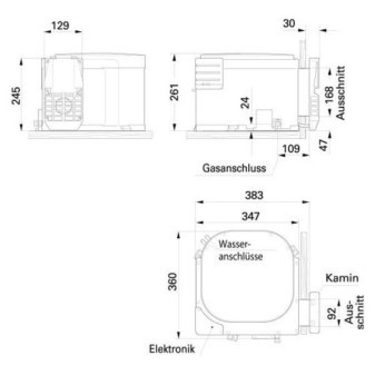 Ohřívač vody plynový kombinovaný Truma Boiler BG10 (objem 10 l, plyn 1500 W / elektro 230 V, bez vodní sady)