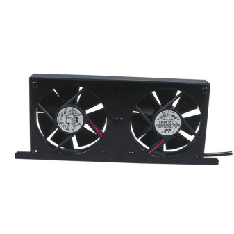 Ventilátor dvojitý Tornado pro chladničky karavanů 12 V s šedým LED ovládacím panelem 250 × 100 mm