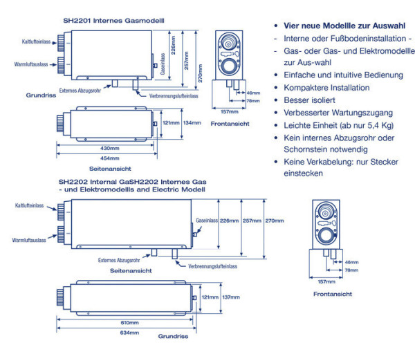 Vestavné plynové a elektrické topení Webasto 12V / 2kW + 4kW (kombinované)