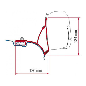 Adaptér markýzy Fiamma F45 pro VW T5 / T6 Multivan bez C-lišty – britská verze RHD (montážní sada pro pravostranné řízení, délka 21,5 cm, sada 2 ks)