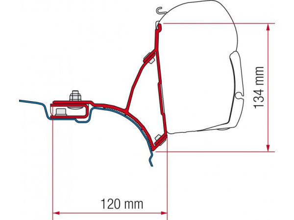 Adaptér markýzy Fiamma F45 pro VW T5 / T6 Multivan bez C-lišty – britská verze RHD (montážní sada pro pravostranné řízení, délka 21,5 cm, sada 2 ks)