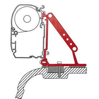 Adaptér markýzy Fiamma pro F45 na VW T5 s plochou střechou (montáž do originálních bodů bez lepení, pro vozy bez C-lišty, sada 2 ks, 12 cm)