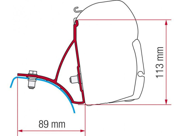 Adaptér montážní Fiamma pro markýzy F45 S / F45 L / ZIP na Renault Trafic a Opel Vivaro