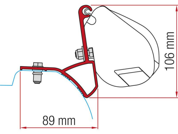 Adaptér pro markýzu Fiamma F35 Pro na Renault Trafic, Opel Vivaro (od roku 2015), 2dílná montážní sada