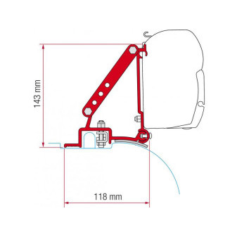 Adaptér montážní Fiamma Kit Ducato pro markýzy F45i / F45iL, Fiat Ducato / Peugeot Boxer / Citroën Jumper do r.v. 2005 (sériová vysoká střecha), sada 2 držáků (8 cm)