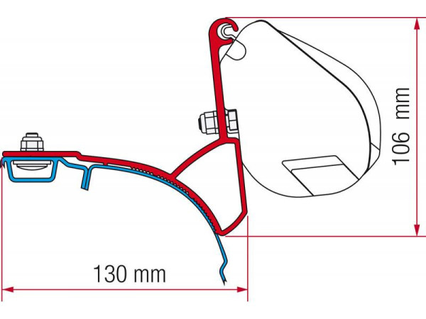 Sada adaptérů Fiamma pro markýzu F35, VW T5 Multivan a Transporter, montáž bez vrtání