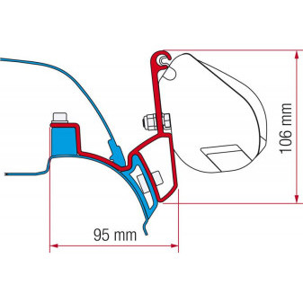 Adaptér střešní Fiamma pro markýzu F35 Pro, pro VW T5 a T6 California / California Beach, sada 2 kusy (12 cm), montáž do originální lišty
