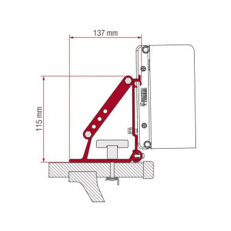 Adaptér pro montáž markýz Fiamma F1, F35, F45, F50, F55 na střešní nosič, stříbrná barva, sada 2 ks (8 cm)