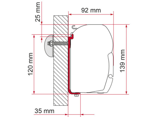 Sada adaptérů nástěnných AS 120 pro markýzy F45 délka 260 až 400 cm sada 3 ks Fiamma pro karavany a obytné vozy