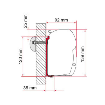 Sada adaptérů nástěnných AS 120 pro markýzy F45 délka 260 až 400 cm sada 3 ks Fiamma pro karavany a obytné vozy