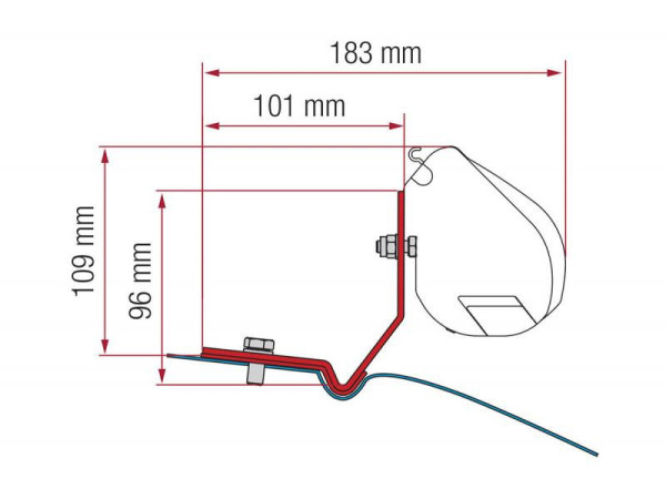 Adaptér střešní Fiamma Kit F35 pro VW Caddy Maxi, pro markýzy F35 / F35 Pro, provedení Deep Black (černá barva)