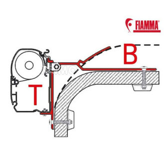 Adaptér montážní profil B pro speciální upevnění markýz F45i a F45iL šířka 80 mm hliníkový Fiamma