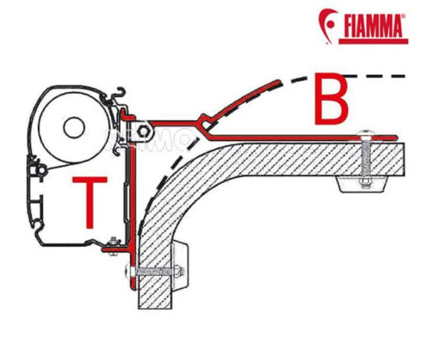 Adaptér montážní profil B pro speciální upevnění markýz F45i a F45iL šířka 80 mm hliníkový Fiamma