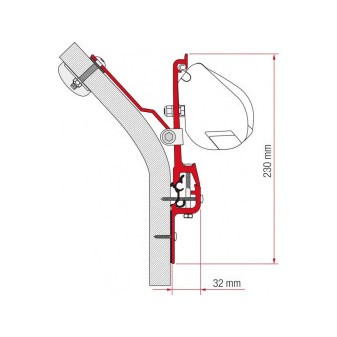 Adaptér střešní Fiamma pro markýzu F35 Pro, pro karavany Eriba Touring, sada 2 kusy (8 cm), originální držáky