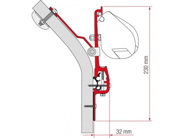 Adaptér střešní Fiamma pro markýzu F35 Pro, pro karavany Eriba Touring, sada 2 kusy (8 cm), originální držáky