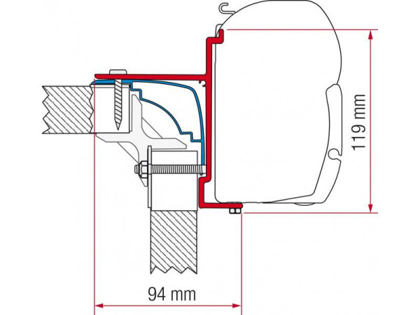 Sada adaptérů Fiamma pro markýzy F45i / F45i L / F1 na vozidla Adria, Bürstner a Pilote
