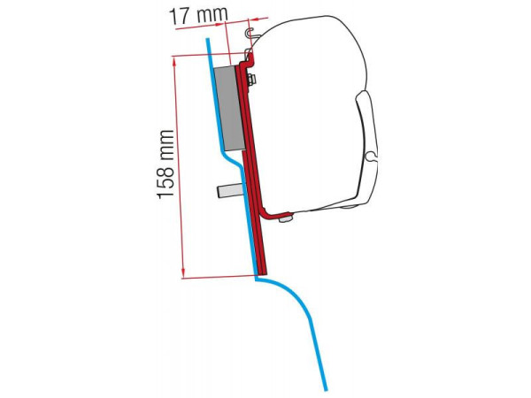 Sada adaptérů Fiamma pro markýzu F43 / F45, Ford Transit Custom Nugget s vysokou střechou (od roku 2015), stříbrná barva, 2 ks (12 cm)