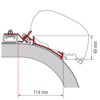 Adaptér pro markýzy Fiamma F65L a F80S na obytné vozy Rapido Distinction, 400 cm