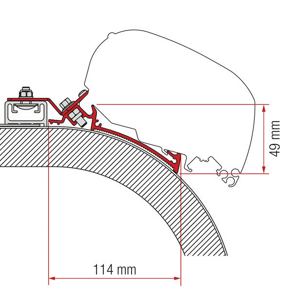 Adaptér pro markýzy Fiamma F65L a F80S na obytné vozy Rapido Distinction, 400 cm