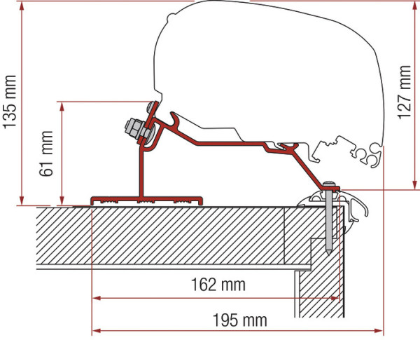 Montážní adaptér Fiamma pro markýzu F80 – Caravan Roof, 550cm