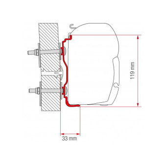 Adaptér na uchycení markýzy Fiamma F45 a F70 delky 350 cm na stěnu Hymer (2016-)