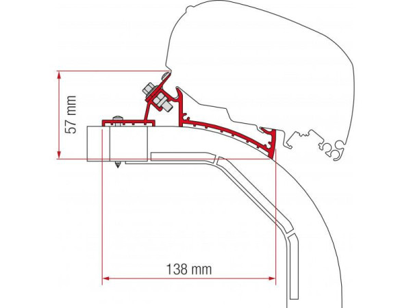 Adaptér pro markýzu Fiamma Kit Arca / Mobilvetta K-Yacht pro F65 & F80 (sada 3 ks střešních montážních držáků 15 cm pro instalaci kazetových markýz Fiamma)