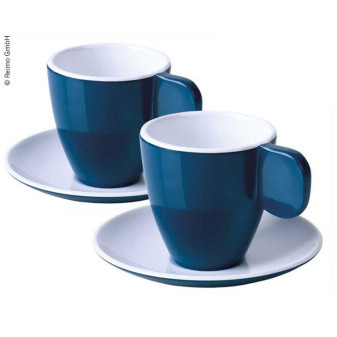 Sada melaminových šálků na espresso CAMP4, tmavě modrá / bílá, 75 ml, 2ks
