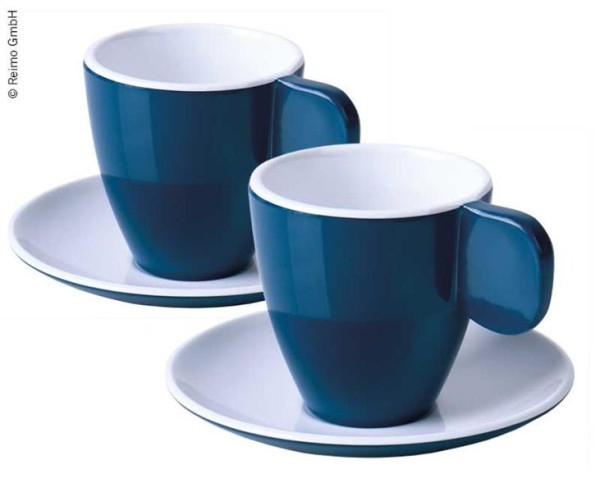 Sada melaminových šálků na espresso CAMP4, tmavě modrá / bílá, 75 ml, 2ks