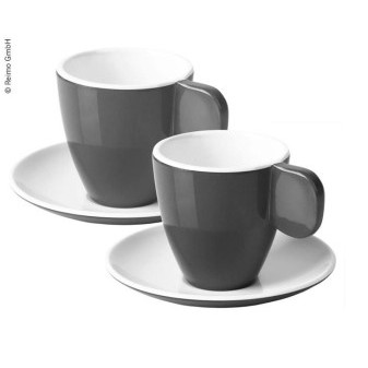 Sada melaminových šálků na espresso CAMP4, antracit / bílá, 75 ml, 2ks