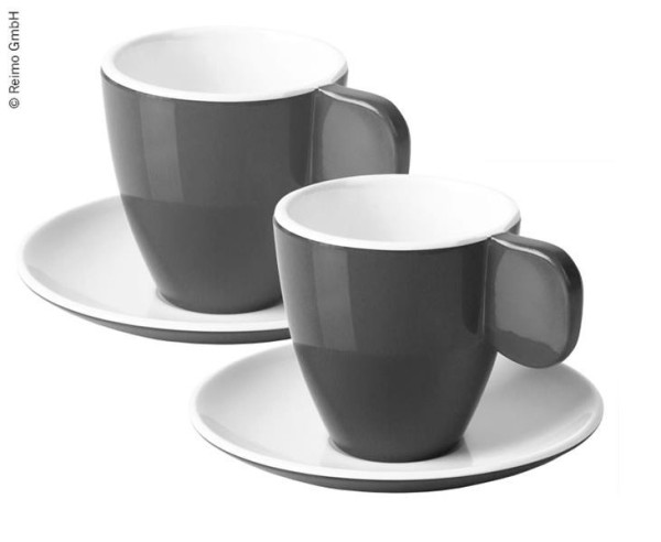 Sada melaminových šálků na espresso CAMP4, antracit / bílá, 75 ml, 2ks