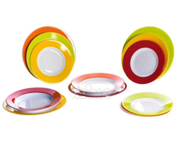 Sada 12ks melaminových talířů GIMEX Rainbow pro 4 osoby