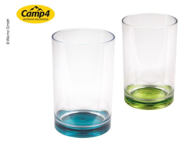 Sada plastových sklenic CAMP4 s barevným dnem, 350 ml, 2ks