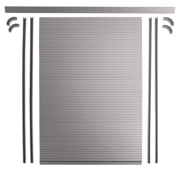Roleta nábytková Carbest, kompletní sada 60 × 100 cm, stříbrná / šedá barva, zkrátitelná, včetně vodicích lišt a rohů