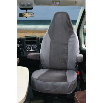 Potah sedadla ochranný univerzální Alcatraz Velour (výška opěradla 83,5 cm, pro Ducato/Ford od 2007, světle šedý/antracit)