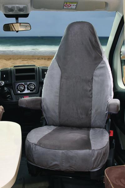 Potah sedadla ochranný univerzální Alcatraz Velour (výška opěradla 83,5 cm, pro Ducato/Ford od 2007, světle šedý/antracit)