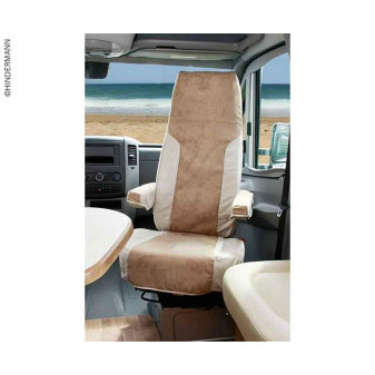 Potah sedadla ochranný 2dílný Hindermann pro Fiat Ducato Typ 250/290 a sedadla ISRI (od 2007, velur/imitace kůže Alcatraz, béžový/pískový)